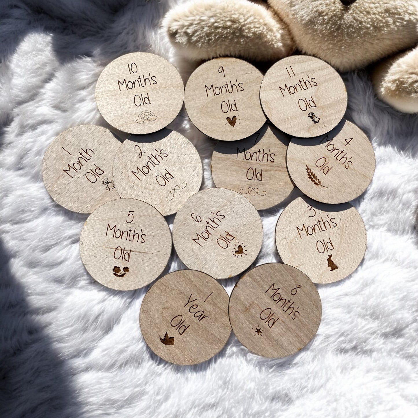 18 New Born Milestone Plywood Engraved Cards