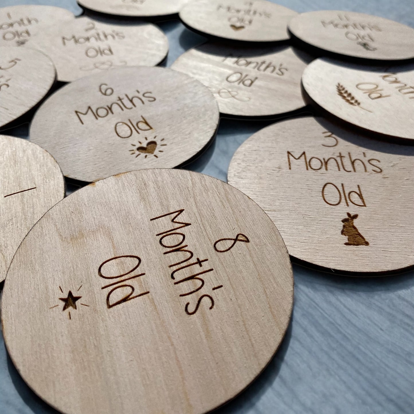 18 New Born Milestone Plywood Engraved Cards