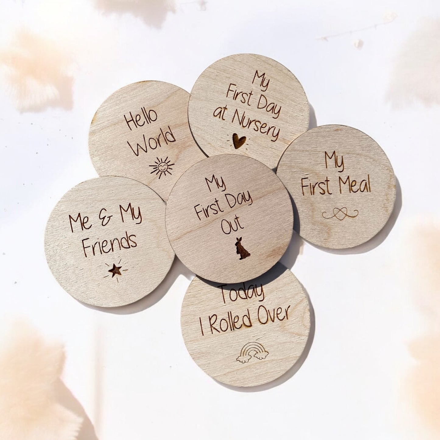 18 New Born Milestone Plywood Engraved Cards