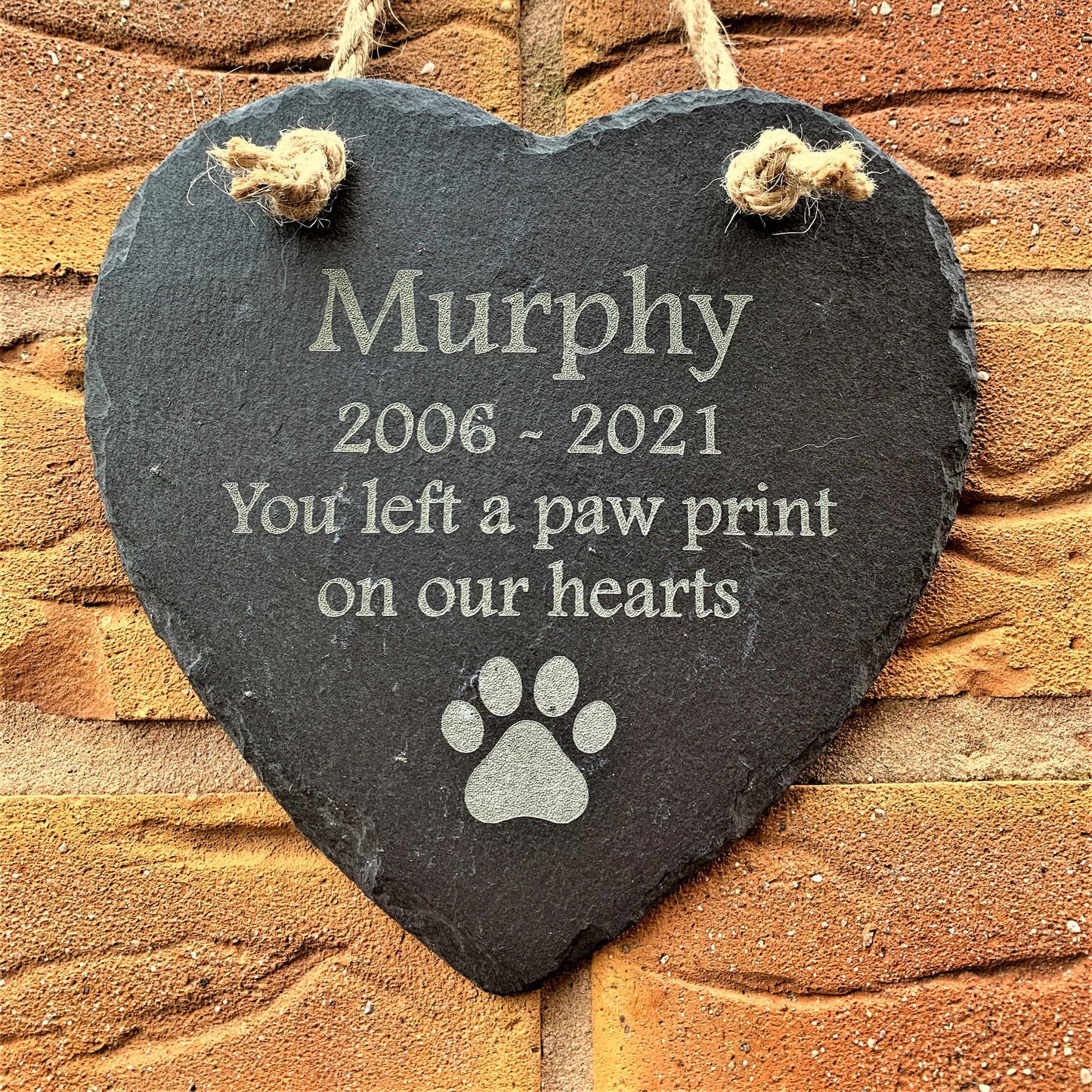 Personalised Hanging Heart Memorial Plaque
