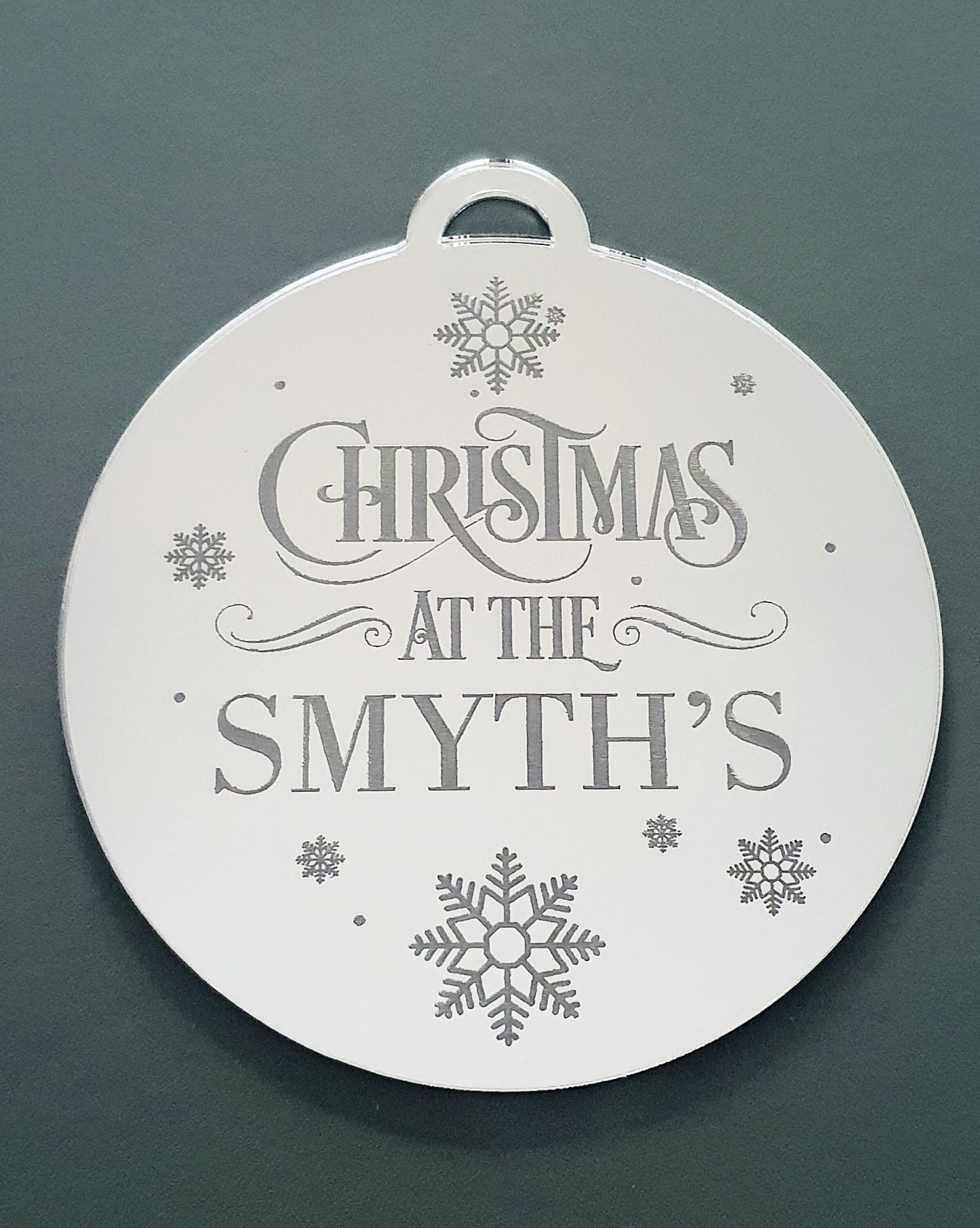 Personalised Christmas At The Hanging Bauble Plaque
