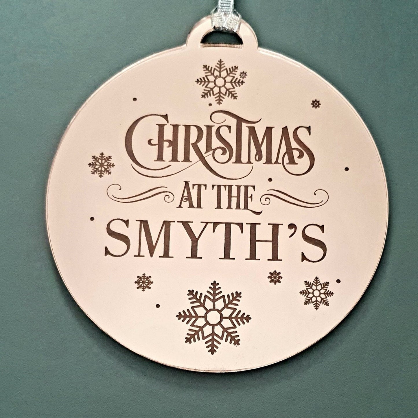 Personalised Christmas At The Hanging Bauble Plaque